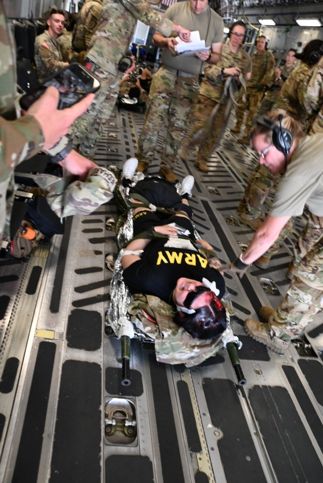 Keller Soldiers and Guardsman Soldiers and Airman received in-flight, tactical combat casualty care from the 109th and 105th Critical Care Air Transportation Teams team.