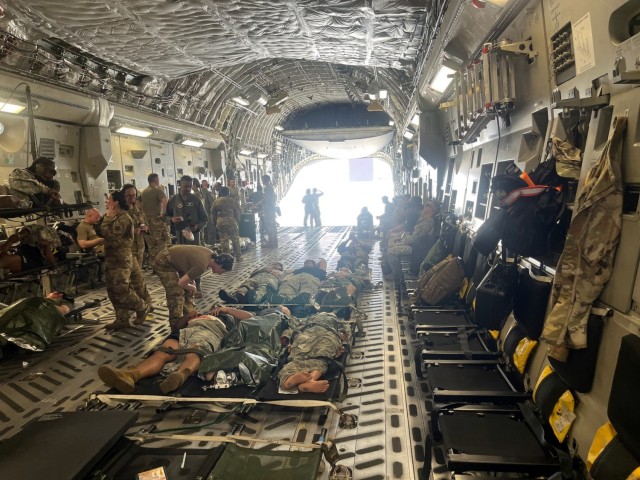 Keller Soldiers and Guardsman Soldiers and Airman received in-flight, tactical combat casualty care from the 109th and 105th Critical Care Air Transportation Teams team.