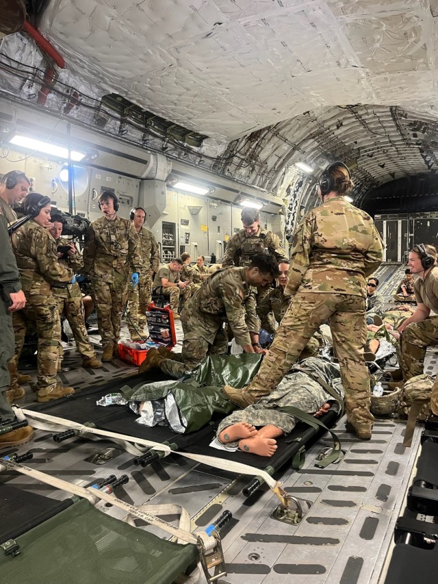 Keller Soldiers and Guardsman Soldiers and Airman received in-flight, tactical combat casualty care from the 109th and 105th Critical Care Air Transportation Teams team.