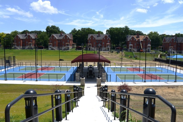 Stairs off of the McClellan Avenue alleyway lead to the newly constructed pickleball pavilion at Grant Park. The staircase and the entrance off of Kearney Avenue are the current recommended access points to the park as other construction phases of...
