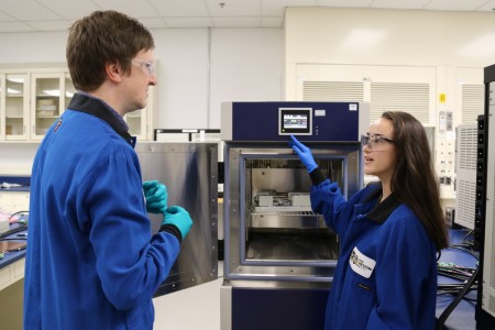 Army C5ISR Center engineers research batteries at Aberdeen Proving Ground, Maryland, in June 2025.