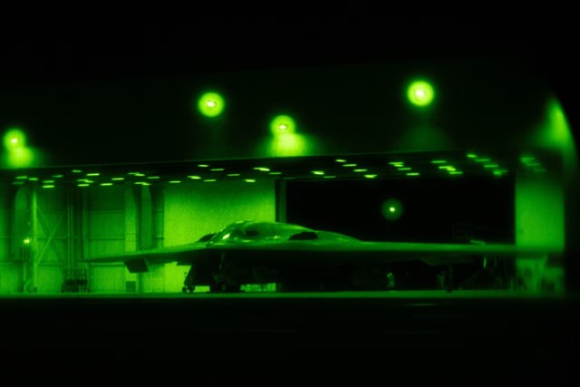 An Air Force B-2 Spirit prepares for Operation Midnight Hammer at Whiteman Air Force Base, Mo., June 21, 2025.