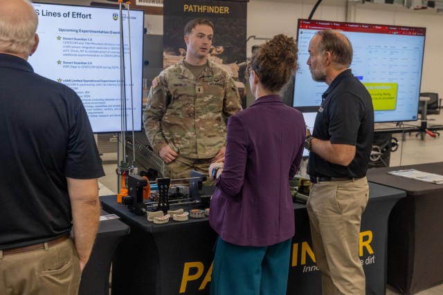 2025 02 07 Armor Soldier speaks to attendees at Maneuver Innovation Lab grand opening