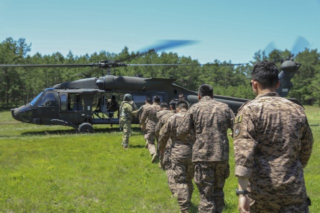 During Exercise Regional Cooperation 25 (RC 25), Mongolian partners board a UH-60 Black Hawk at Camp Edwards, Massachusetts, on June 24, 2025. RC 25 is an annual, multinational U.S. Central Command-sponsored command-post and field training...