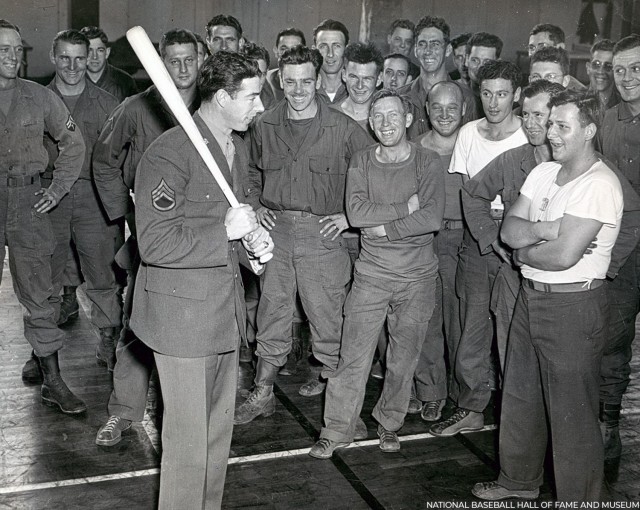 New York Yankees great Joe DiMaggio took a break from Major League Baseball to serve in the U.S. Army. He played baseball for the Seventh Army Air Force baseball team.
