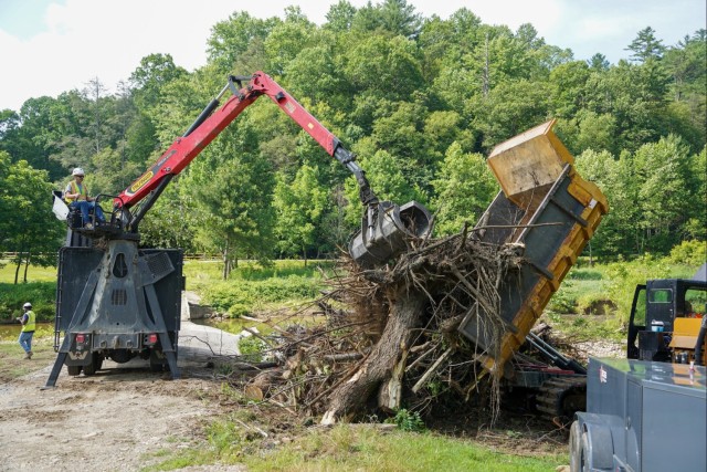 Waterway debris cleanup in Watauga County as part of Hurricane Helene relief efforts