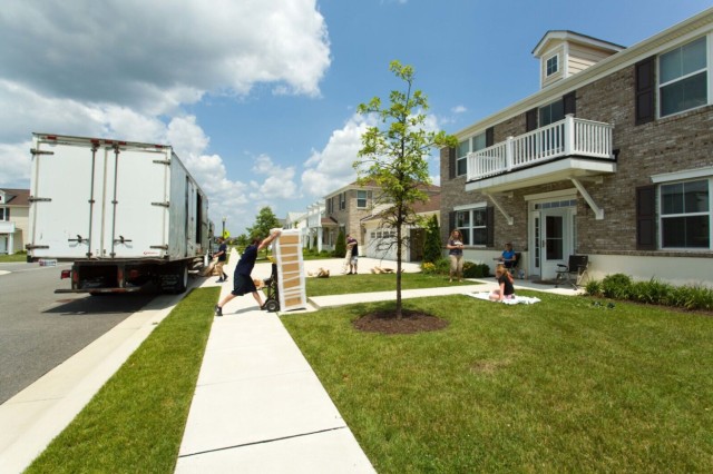 A contracted moving company delivers household goods at Joint Base Anacostia-Bolling in Washington, June 6, 2015.