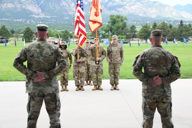 Command Sgt. Maj. Jason R. Mortensen relinquishes responsibility of U.S. Army Garrison Fort Carson to Command Sgt. Maj. Travis A. Manuel June 27, 2025 at Founders’ Field on Fort Carson. Col. Erik C. Oksenvaag, commander of U.S. Army Garrison...