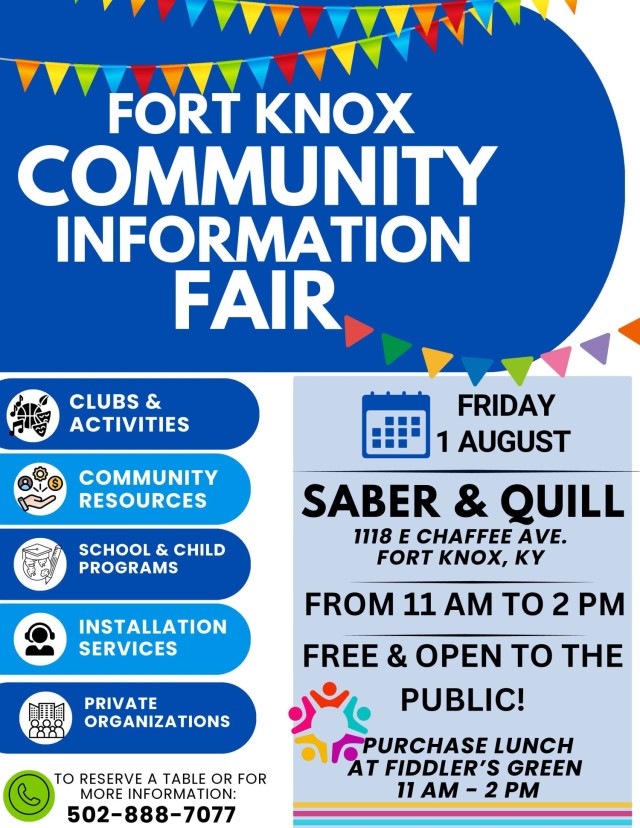Flyer provided by the Fort Knox Garrison Headquarters and Headquarters Detachment officials