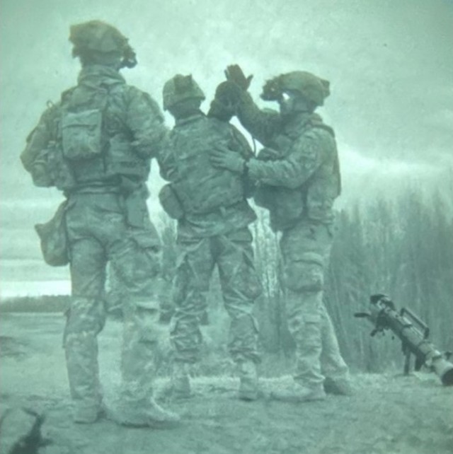 Soldiers conduct night training using the M3A1’s sub-caliber adapter.