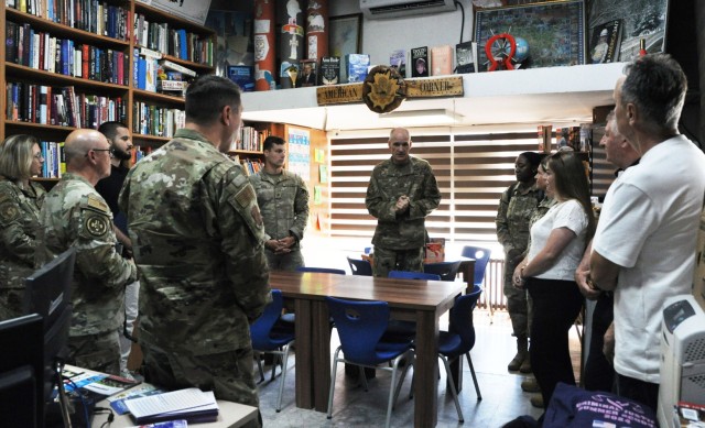 The U.S. Air Forces in Europe - Air Forces Africa Command Surgeon and staff, along with the Ohio National Guard, visit medical students and doctors at the American Corner prior to attending the Platinum Wolf 25 Distinguished Visitor day in...