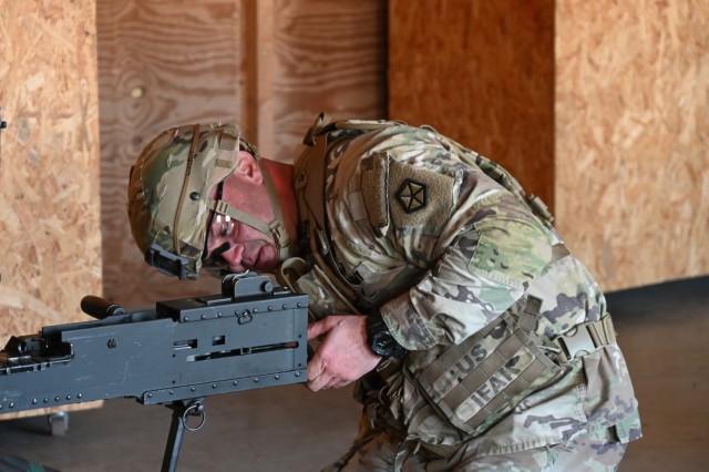 SFC Cory Wright - representing USAG Poland at the 2025 Installation Management Command-Europe (IMCOM-E) Best Warrior Competition (BWC) disassembles a rifle at U.S. Army Garrison (USAG) Stuttgart's Panzer Range Complex in Boeblingen, Germany, on...