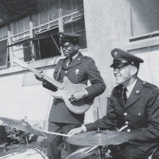 Musician Jimi Hendrix is shown during his time in the U.S. Army. He served for about a year with the 101st Airborne Division as a paratrooper.