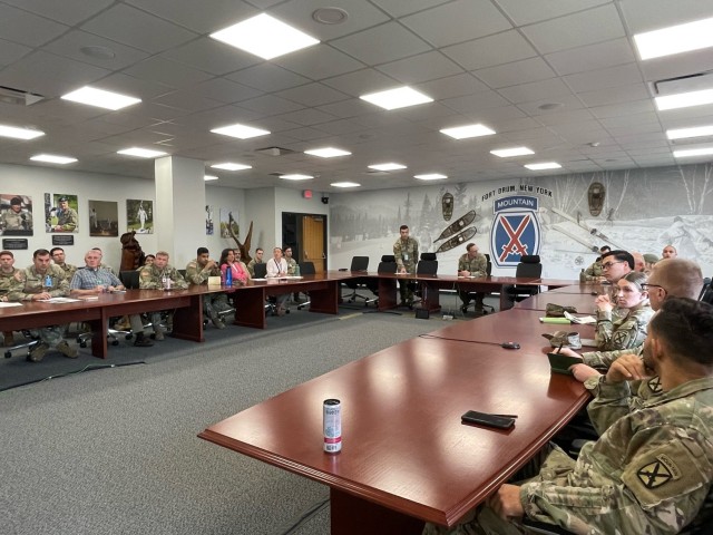 Representatives from organizations and units across Fort Drum and the 10th Mountain Division regularly meet in person or online for meetings to discuss Mountainfest preparations leading up to the week of activities. (Fort Drum Garrison Public...