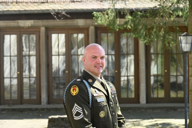 Portrait shot of SFC Cory Wright, from USAG Poland, who competed in the Best Warrior Competition 2025 in Stuttgart.