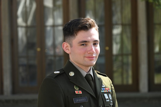 Portrait shot of SPC Joshua Cifuentes from USAG Bavaria, who competed in the Best Warrior Competition 2025 in Stuttgart.