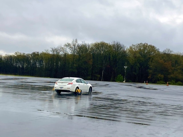 ATC’s driver training car with skid simulators. The course aims to teach drivers how to subconsciously react to correct and mitigate unexpected vehicle behavior.