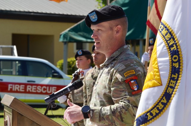 VICENZA, Italy - During a change of command ceremony at Hoekstra Field, Col. Scott W. Horrigan turned over the command to Strong, who recently served at U.S. Army Europe and Africa, in Wiesbaden, Germany. Horrigan has commanded the garrison since...