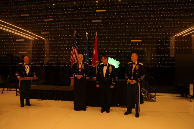 U.S. Army Brig. Gen. W Bochat (second from left), Col. Alex Lovasz (right) and Lt. Gen. Andrew J. Gebara (second from right)
