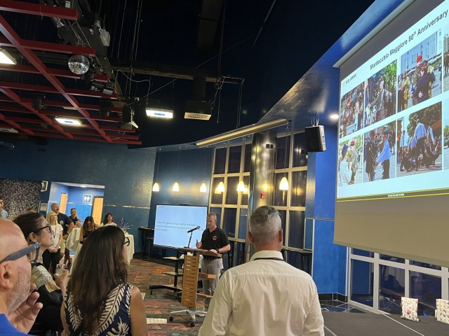 VICENZA, Italy – U.S. Army Garrison Italy Commander Col. Scott Horrigan offers his remarks in Italian during the annual Mayors’ Summit, held at Caserma Ederle’s Arena July 3, 2025. More than 90 Italian officials and guests attended the event...
