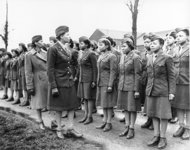 MAJ Charity Adams Earley inspects members of the 6888th Postal Battalion in
Birmingham, England, in 1945.