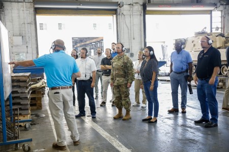 PEO Enterprise & EBS-C leaders visit Anniston Army Depot in Aug. 2024. The ammo solution is the first step to modernize & converge the Army’s business systems, which keep the Army running 24/7.