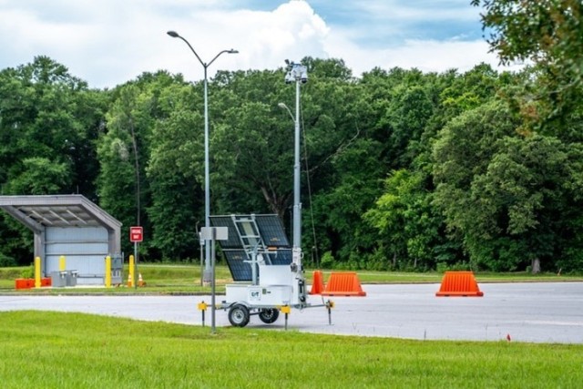 A Mobile Security Unit (MSU) sits at Grange Access Control Point, providing monitoring capabilities to Directorate of Emergency Services (DES) leaders June 17, 2025.