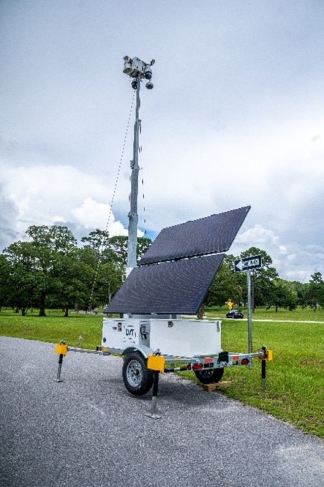 A Mobile Security Unit (MSU) sits at Grange Access Control Point, providing monitoring capabilities to Directorate of Emergency Services (DES) leaders June 17, 2025.