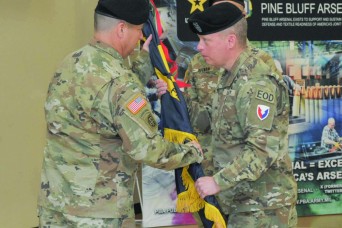 Col. Matthew C. Mason took command of Pine Bluff Arsenal July 10, during a morning ceremony at the Armed Forces Reserve Center outside the installation’...