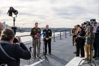 Sydney, Australia - Exercise Talisman Sabre 25 formally commenced today from the flight deck of HMAS Adelaide in Sydney Harbor, launching military activ...