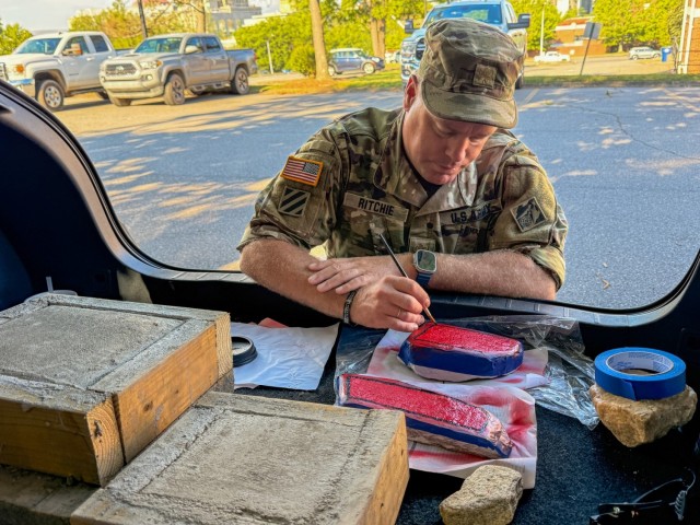 Soldier creates hand-painted mementos for fellow Hurricane Helene relief team members