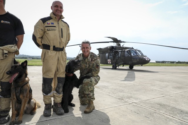 Air Force Gen. Steve Nordhaus, 30th Chief of the National Guard Bureau, and Senior Enlisted Advisor John Raines, SEA to the CNGB, join Texas Gov. Greg Abbott and Air Force Maj. Gen. Thomas Suelzer, the adjutant general of Texas, for an aerial...