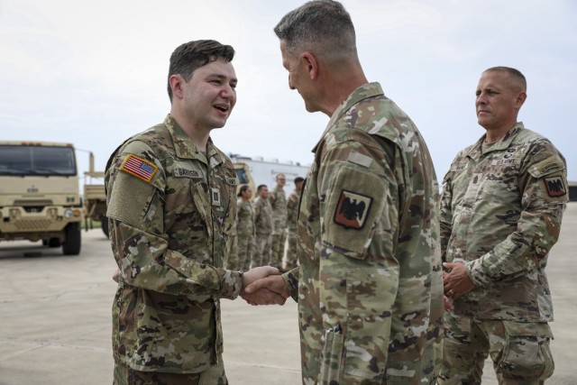 Air Force Gen. Steve Nordhaus, 30th Chief of the National Guard Bureau, and Senior Enlisted Advisor John Raines, SEA to the CNGB, join Texas Gov. Greg Abbott and Air Force Maj. Gen. Thomas Suelzer, the adjutant general of Texas, for an aerial...