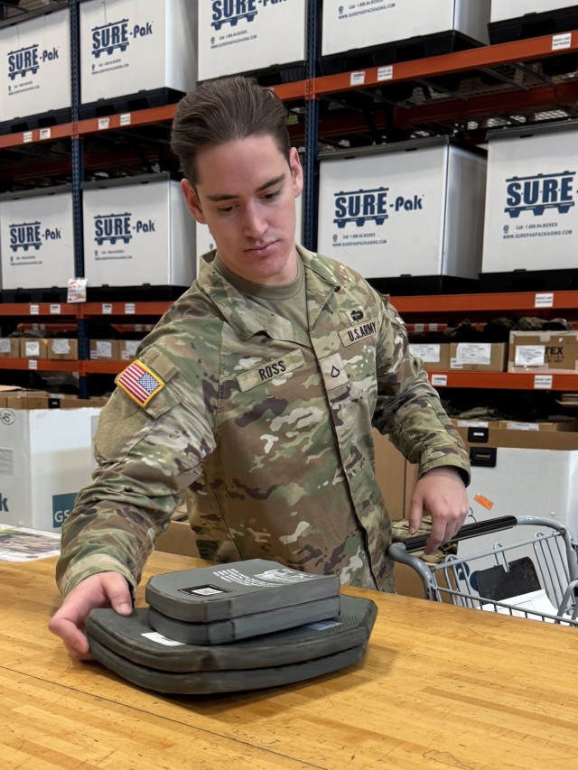 Soldiers from the 82nd Airborne come to the clothing facility at 406th Army Field Support Battalion, Fort Liberty, North Carolina, to receive their Organizational Clothing Individual Equipment or OCIE. This includes enhanced small arms plates. The...