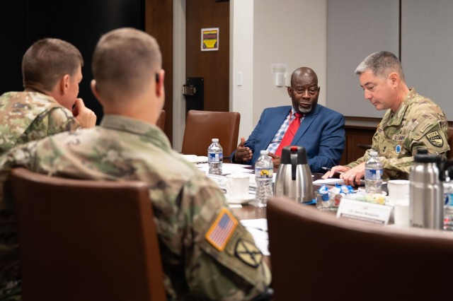 U.S. Army Maj. Gen. Frederick Crist, Deputy Director, C-4, Combined Forces Command/Director of Logistics, U-4, United Nations Command/Director, J-4, United States Forces Korea, Republic of Korea, stopped by the U.S. Army Security Assistance...