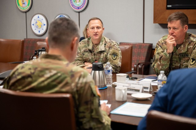 U.S. Army Maj. Gen. Frederick Crist, Deputy Director, C-4, Combined Forces Command/Director of Logistics, U-4, United Nations Command/Director, J-4, United States Forces Korea, Republic of Korea, stopped by the U.S. Army Security Assistance...