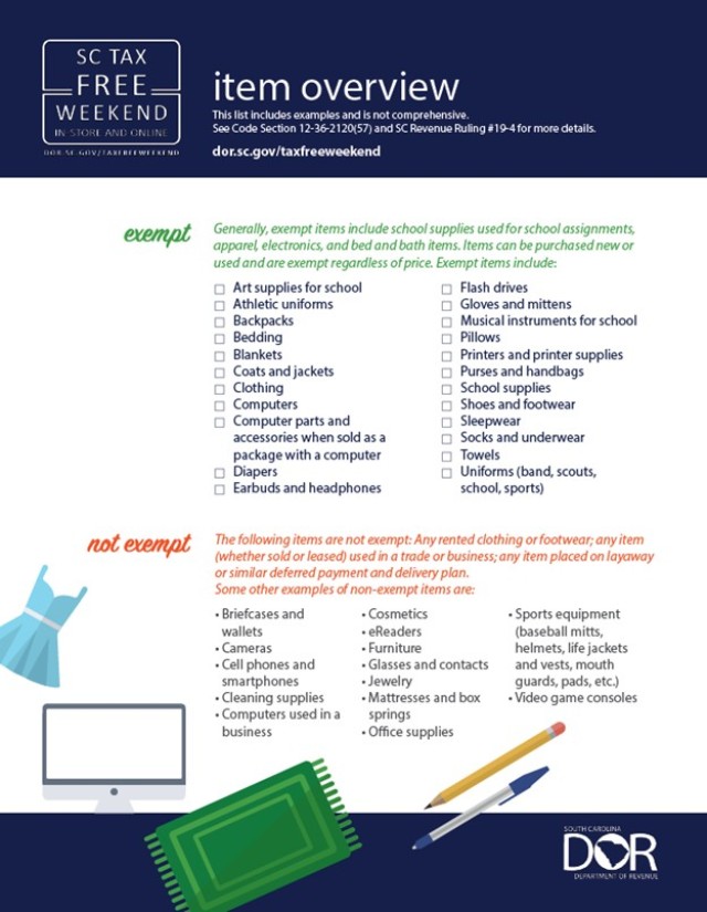 SC Tax Free Weekend graphic