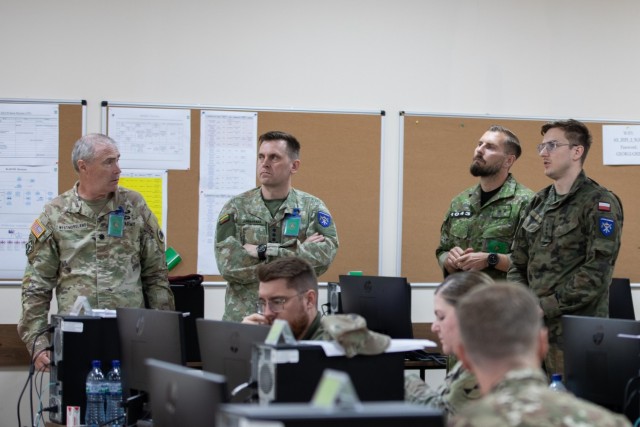 Polish Officer Leads Engineer Operations Brief During Multinational CPX