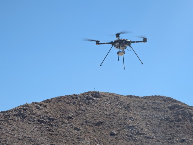 1st Brigade Combat Team, 1st Armored Division experiments with an unmanned aerial system during Project Convergence Capstone 5 at Fort Irwin, California. Army researchers are aiming to deliver aided target recognition to UAS, speeding up squad...