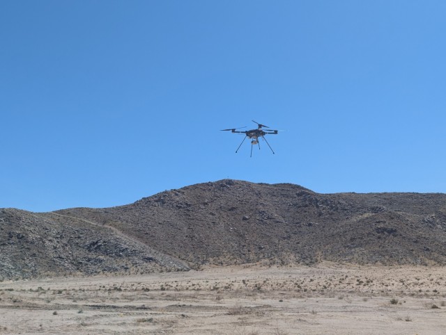 1st Brigade Combat Team, 1st Armored Division experiments with an unmanned aerial system during Project Convergence Capstone 5 at Fort Irwin, California. Army researchers are aiming to deliver aided target recognition to UAS, speeding up squad...