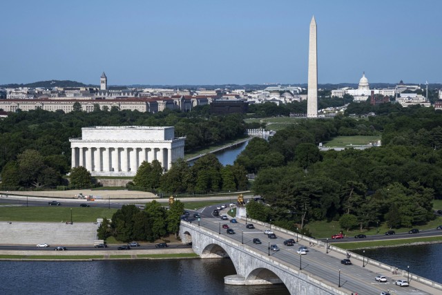 An aerial view of the National Mall, Washington, D.C., May 15, 2023.