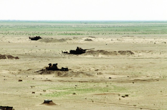 Iraqi T-62 main battle tanks destroyed during Operation Desert Storm.