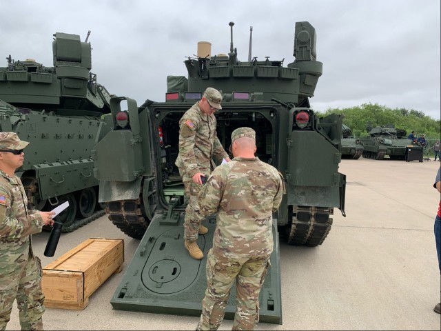 The Tobyhanna Army Depot and Handheld Manpack, and Small Form Fit (HMS) platform integration teams are responsible for integrating Army platforms with the latest “A-Kit” communications packages, featured here on July 10, 2025, during a...