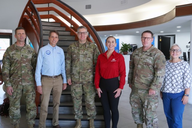(Left to right) USACE South Atlantic Division Command Sgt. Maj. Derrick Braud, Drew Bartlett, South Florida Water Management Director, Brig. Gen. Zachary Miller, U.S. Army Corps of Engineers South Atlantic Division commander, Eva Velez, Chief...