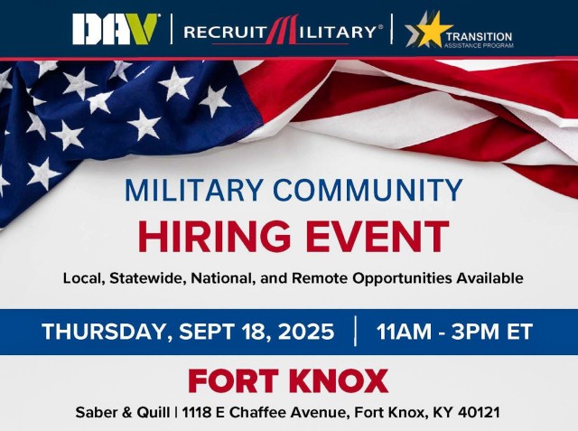 Fort Knox to host job fair at Saber & Quill Sept. 18