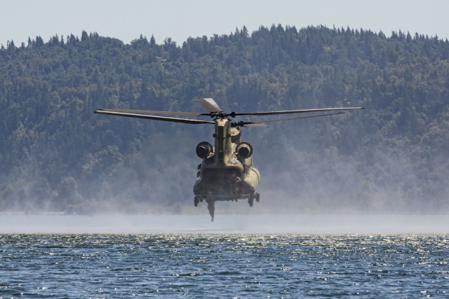 Members of the Washington Army National Guard, Oregon National Guard and U.S. Army Reserve participated in Helocast training on the Columbia River, Troutdale, Ore., Aug. 8, 2025. The event, led by the 2nd Battalion, 162nd Infantry Regiment, 41st...