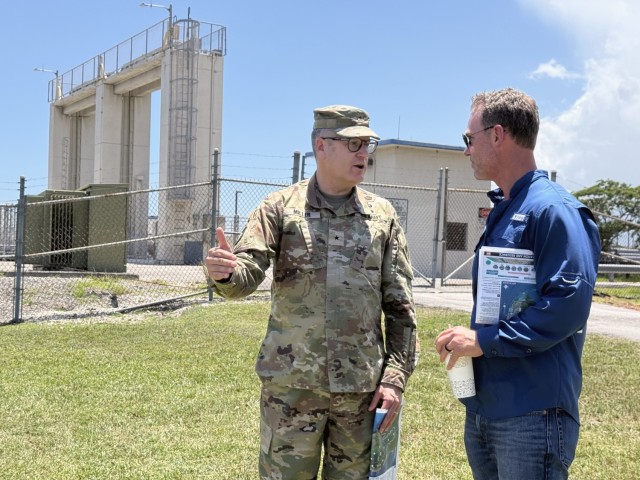 Brig. Gen. Zachary Miller, U.S. Army Corps of Engineers South Atlantic Division commander is briefed by Tim Gyson, a Jacksonville District project managers for the Big Cypress Basin, Water Conservation, and Broad-Based Stormwater Ecological...