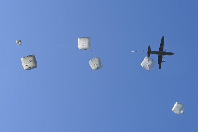 U.S. Army paratroopers assigned to 4th Battalion, 319th Airborne Field Artillery Regiment, 173rd Airborne Brigade, conduct an airborne operation during family day at the Grafenwoehr Training Area, Germany, Aug. 11, 2025. The 173rd Airborne Brigade...