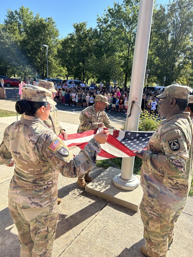Fort Detrick Raises the flag to kick off the start of a new school year