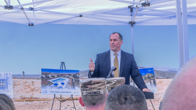 U.S. Army Mr. David H. Dentino, senior executive service, Deputy Assistant Secretary of the Army for Installations, Housing, and Partnerships, was in attendance and provided his own insights into the project during the Fort Irwin Apartments...